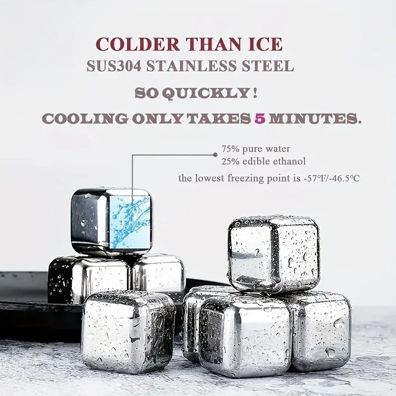 Stainless Steel Whisky Chilling Stones - Image 4