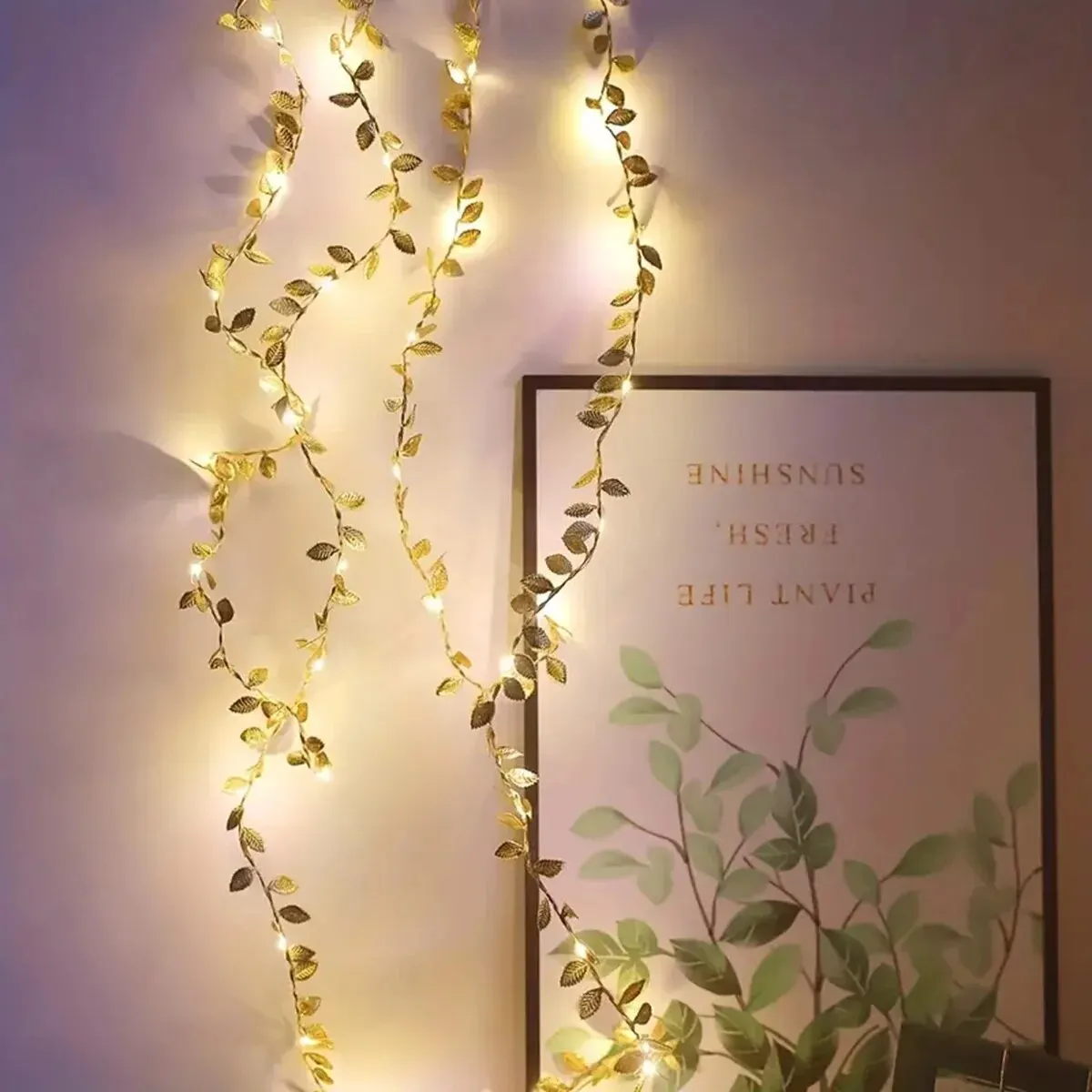 Golden Leaf Battery Fairy Lights - Image 2