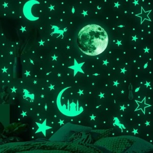 Glow in the Dark Moon and Stars Wall Stickers