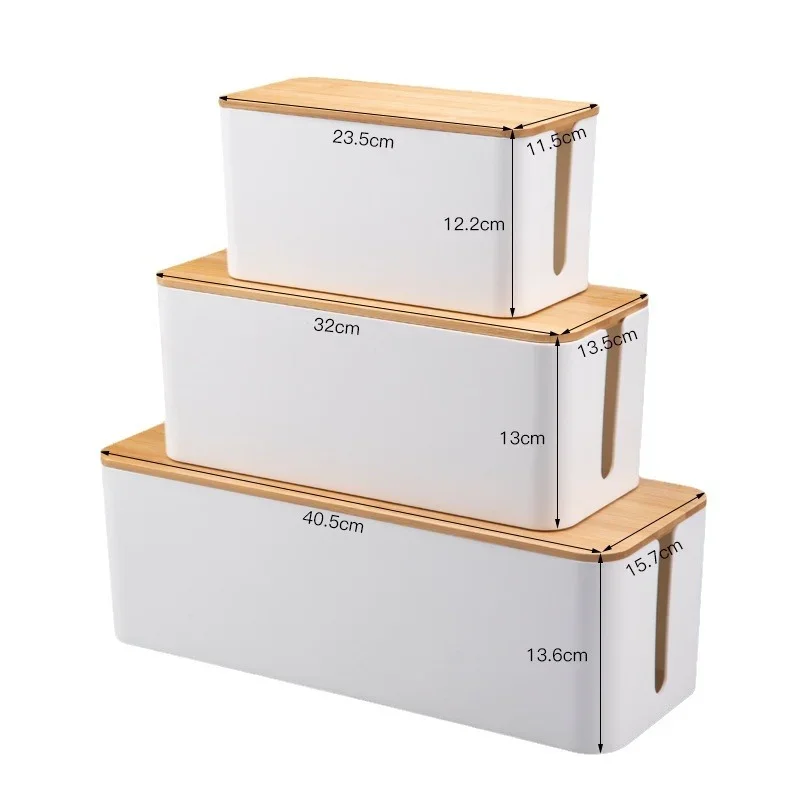 Bamboo Lid Cable Management Box
