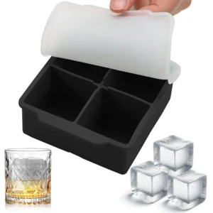 Large 2 Inch Silicone Ice Cube Tray with Lid