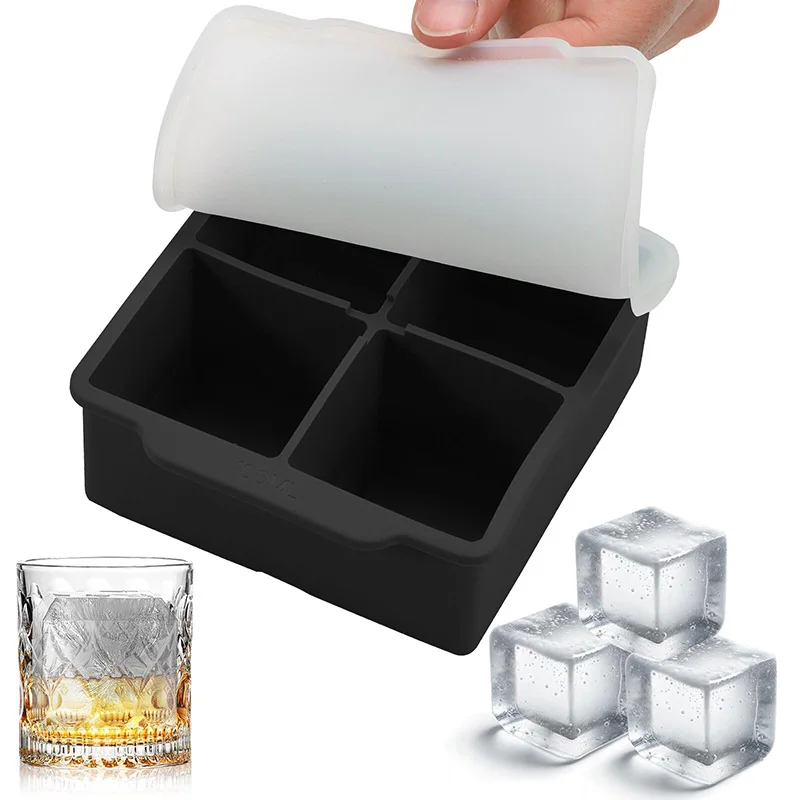 Large 2 Inch Silicone Ice Cube Tray with Lid