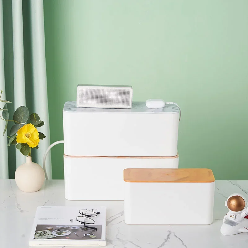 Bamboo Lid Cable Management Box - Image 4