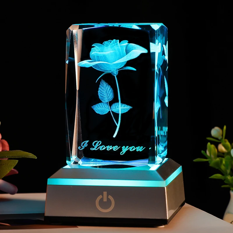 3D Rose Crystal Colour-Changing Night Light