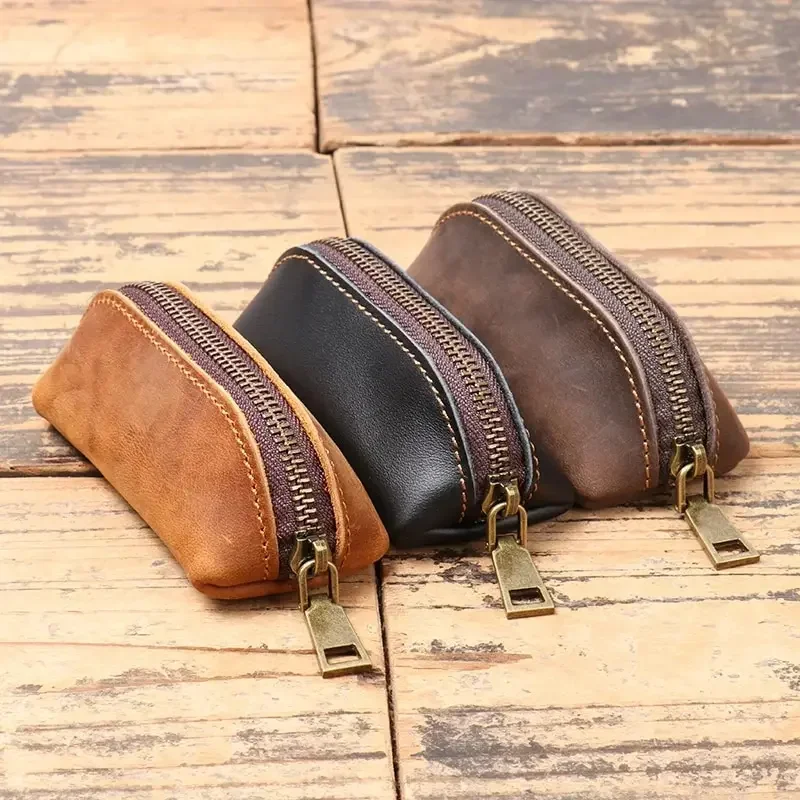 Vintage Genuine Leather Zip Coin Purse