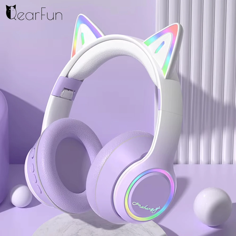 Cat Ear Bluetooth Headphones with RGB Lights