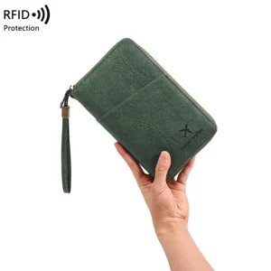 RFID Blocking Zip Travel Wallet and Passport Holder