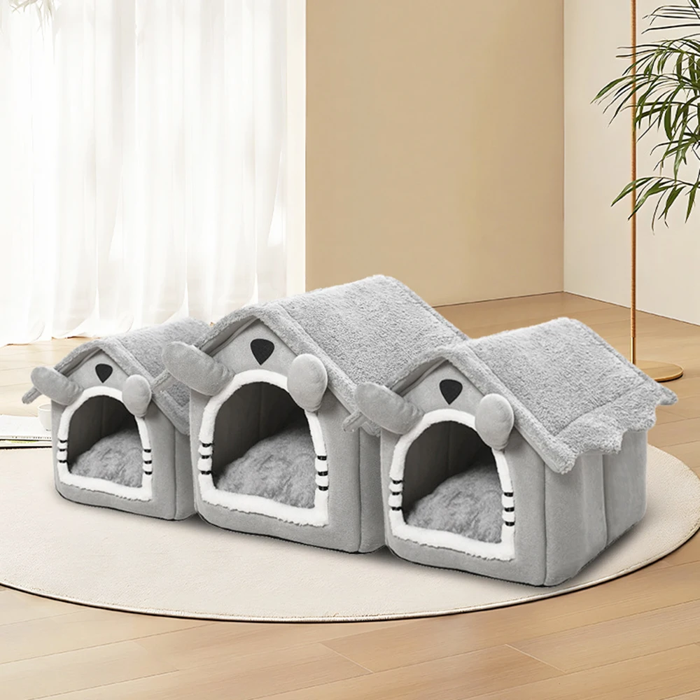 Detachable Semi-Enclosed Cat House Bed