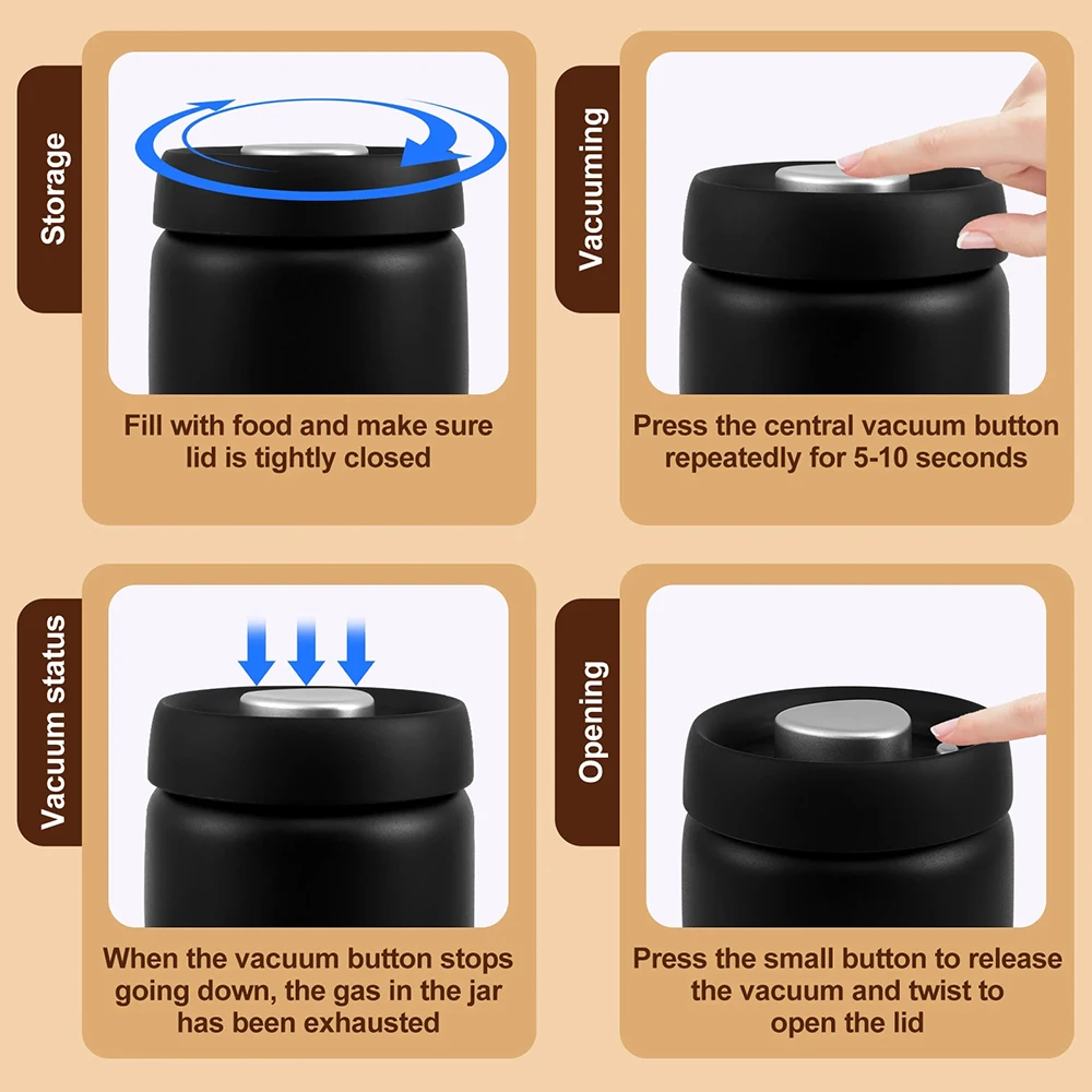 1.2L Stainless Steel Vacuum Coffee Canister - Image 3