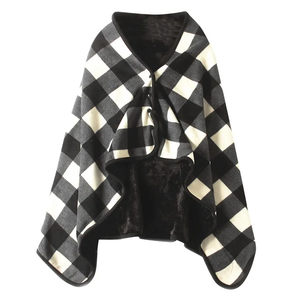 Wearable Double Layer Fleece Shawl Blanket