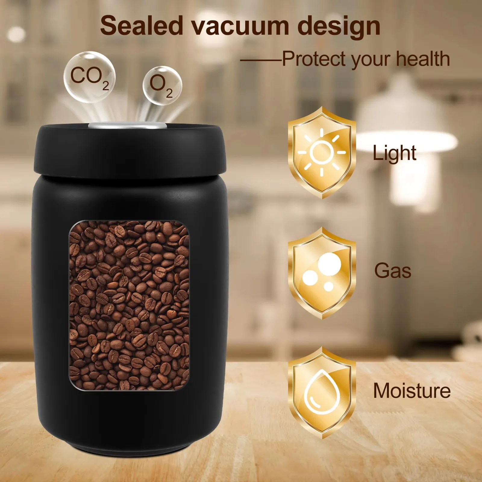 1.2L Stainless Steel Vacuum Coffee Canister - Image 4