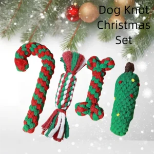 Christmas Rope Cane Dog Toy Set