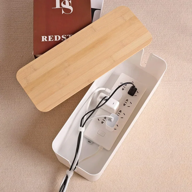 Bamboo Lid Cable Management Box - Image 5