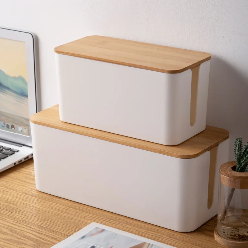 Bamboo Lid Cable Management Box - Image 2