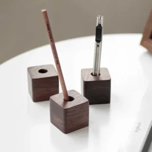 Wooden Desk Pen Holder