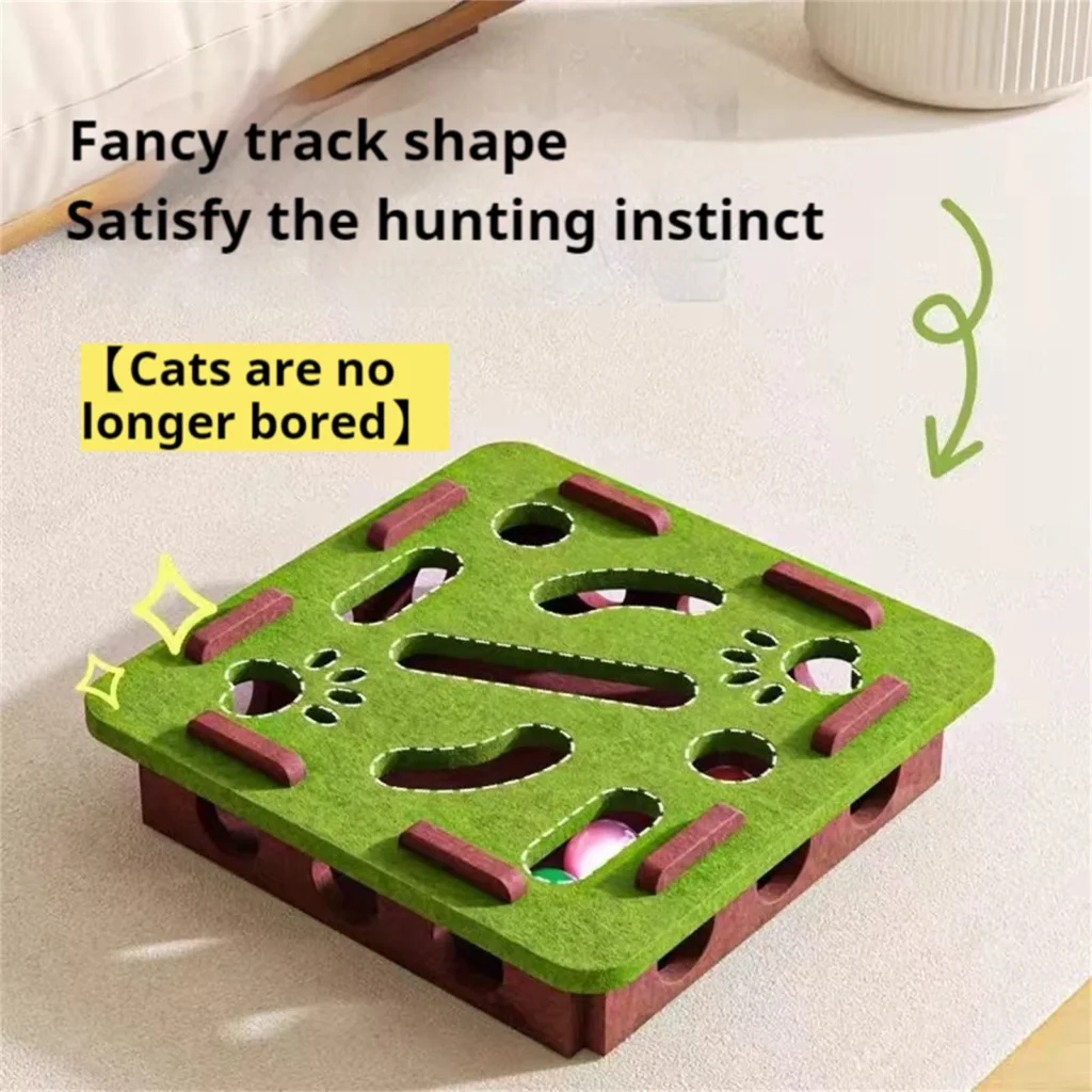 Felt Cat Puzzle Box with Ball