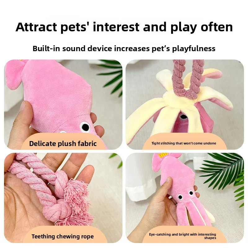 Squeaky Octopus Dog Chew Toy - Image 3