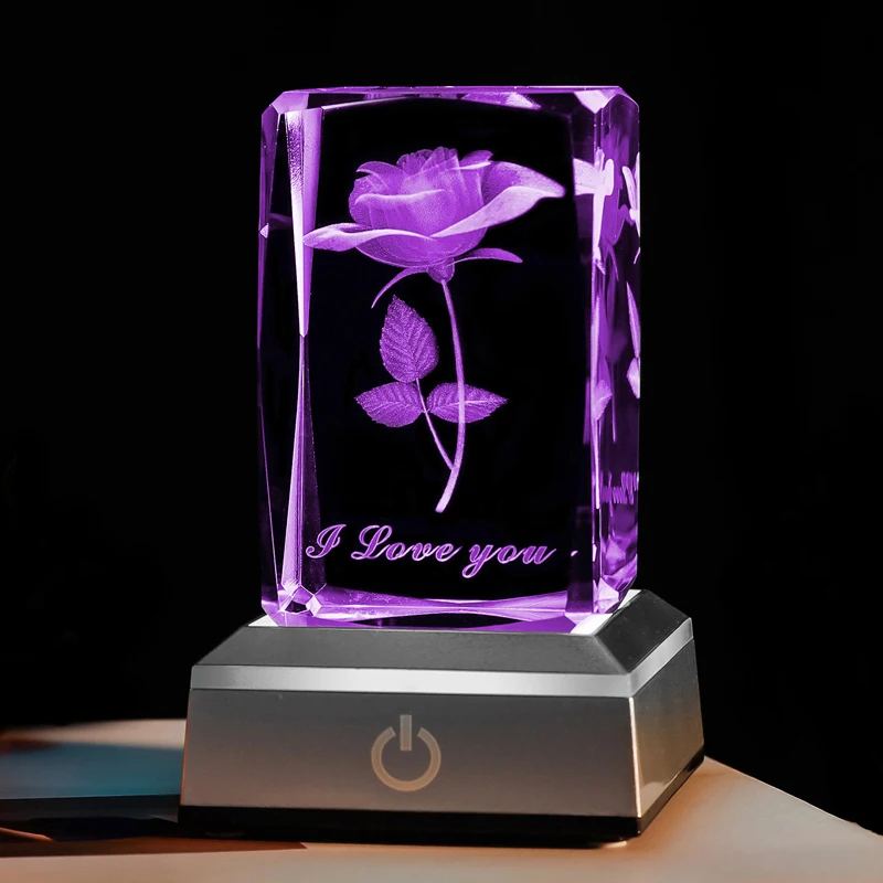 3D Rose Crystal Colour-Changing Night Light - Image 2