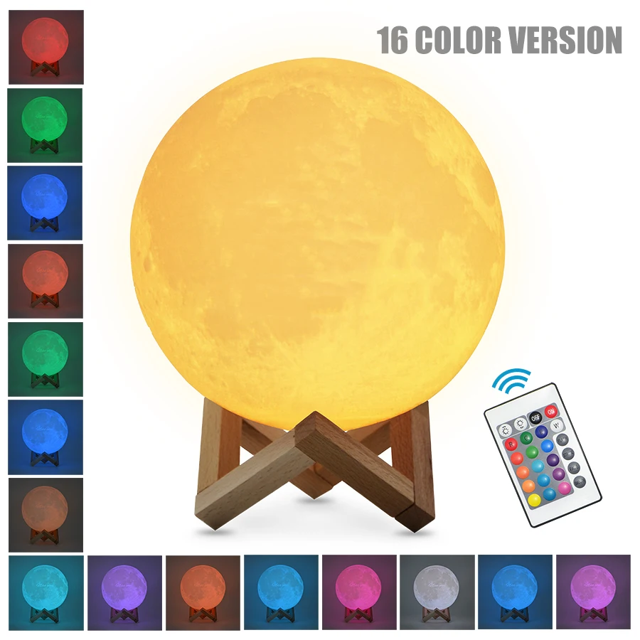 3D Moon Lamp with 16 Colours