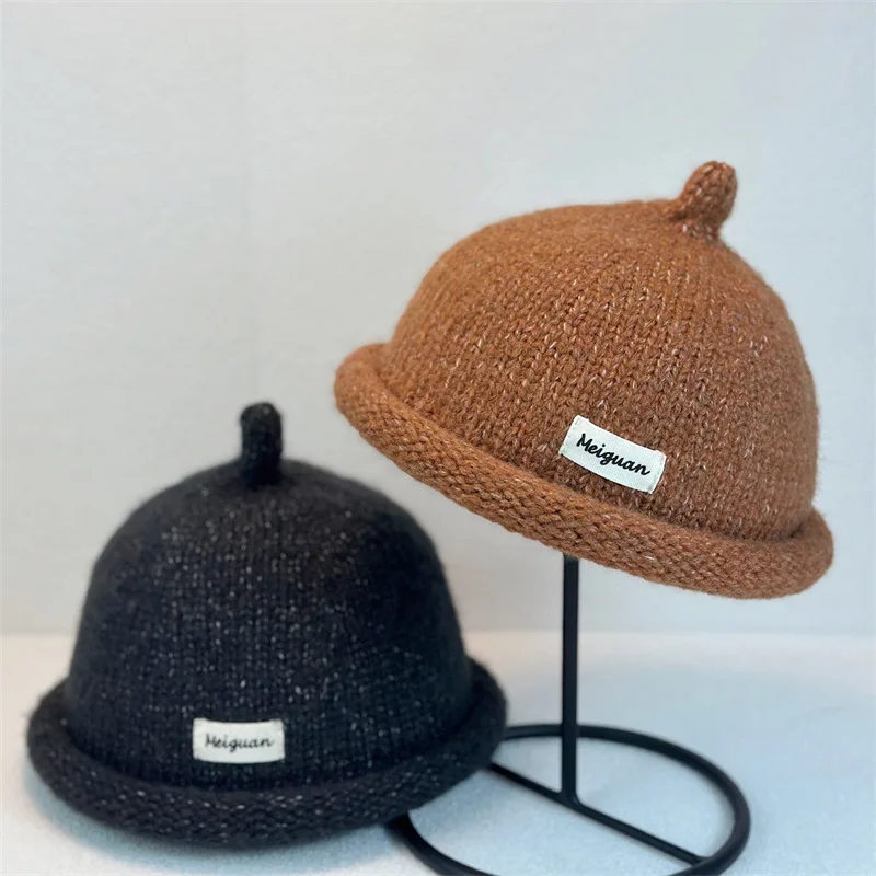 Turned-Up Brim Knitted Woolly Hat
