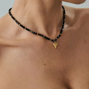 Gold Tone Crystal Heart Pendant Necklace